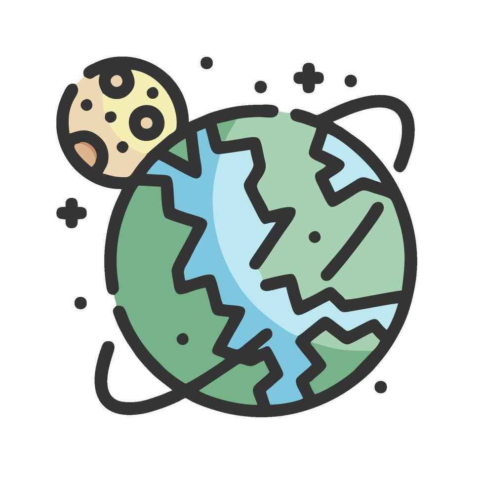 planet earth with moon illustration vector