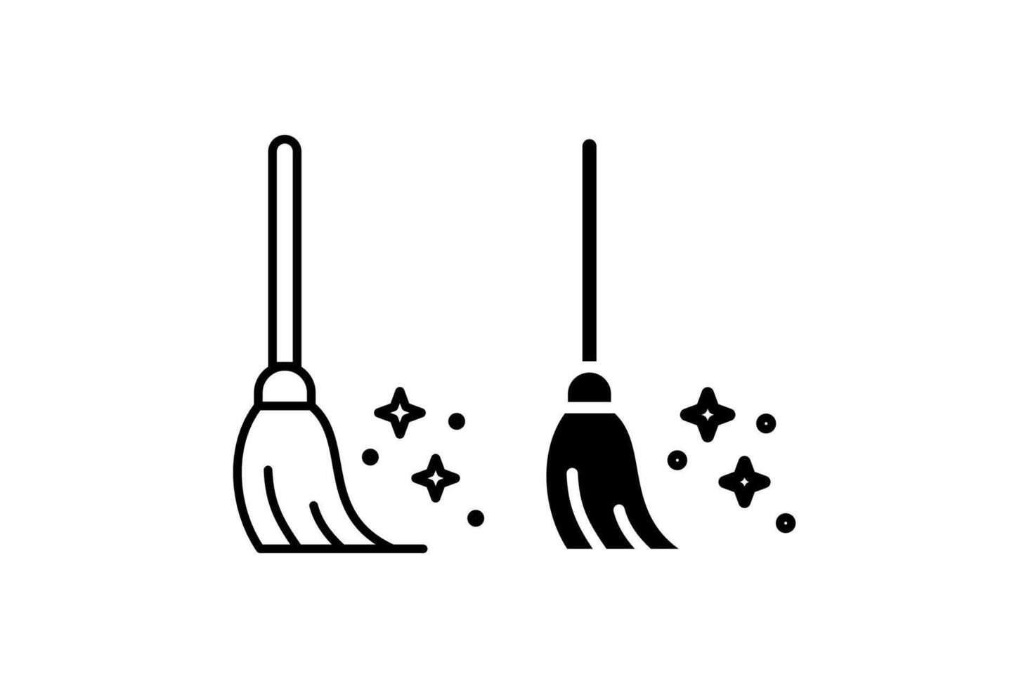 Broom icon set. Editable stroke. illustration design. vector