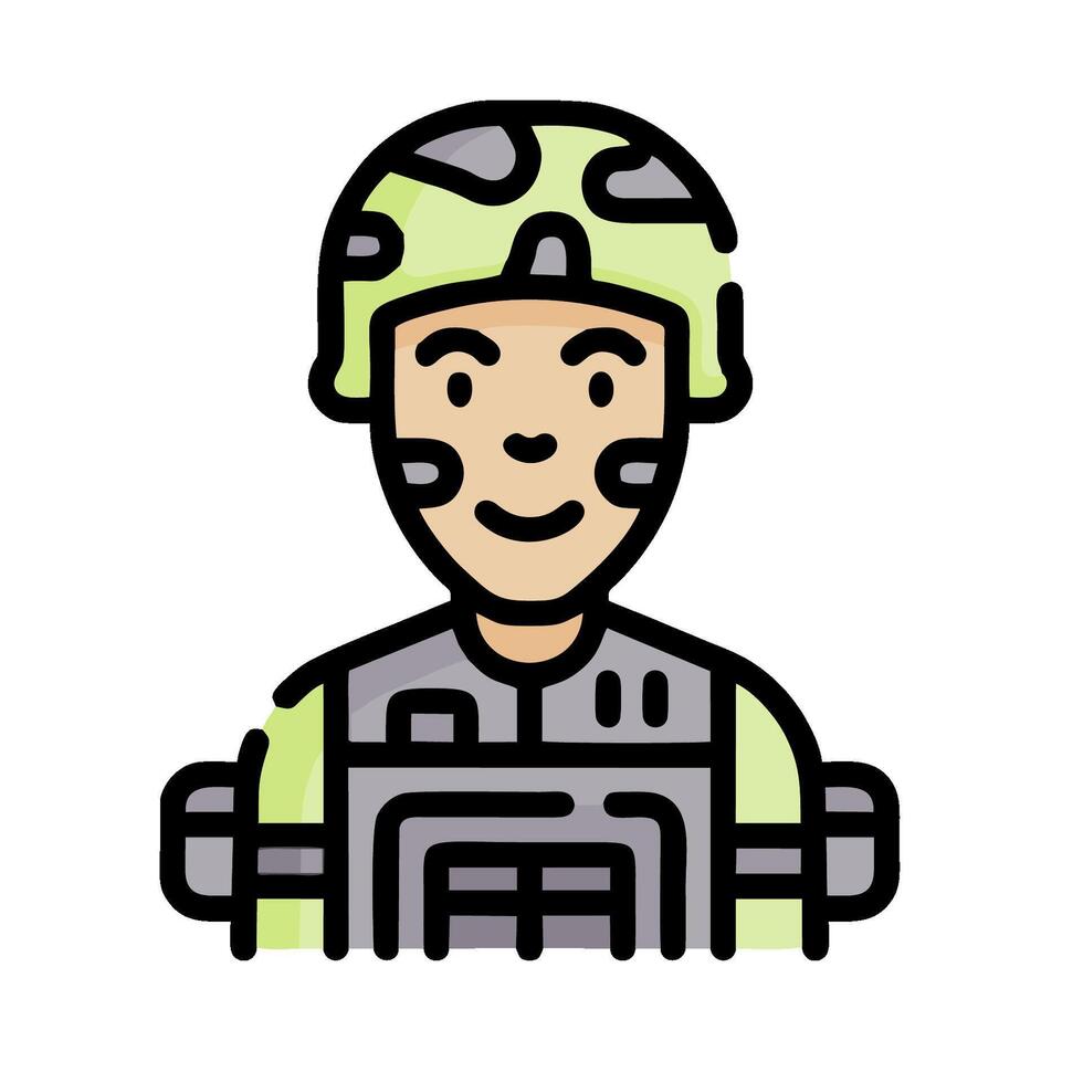 a soldier with a helmet and a green uniform vector