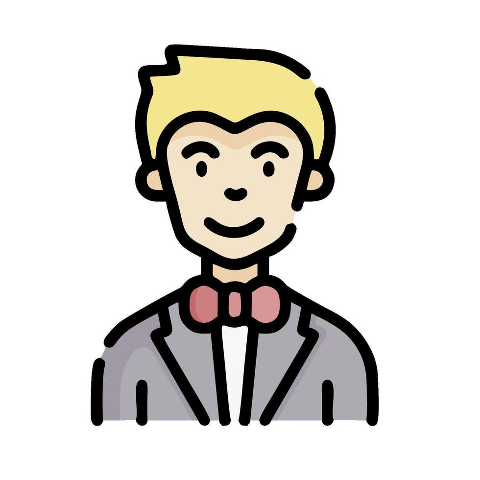 a cartoon man in a suit with a bow tie vector