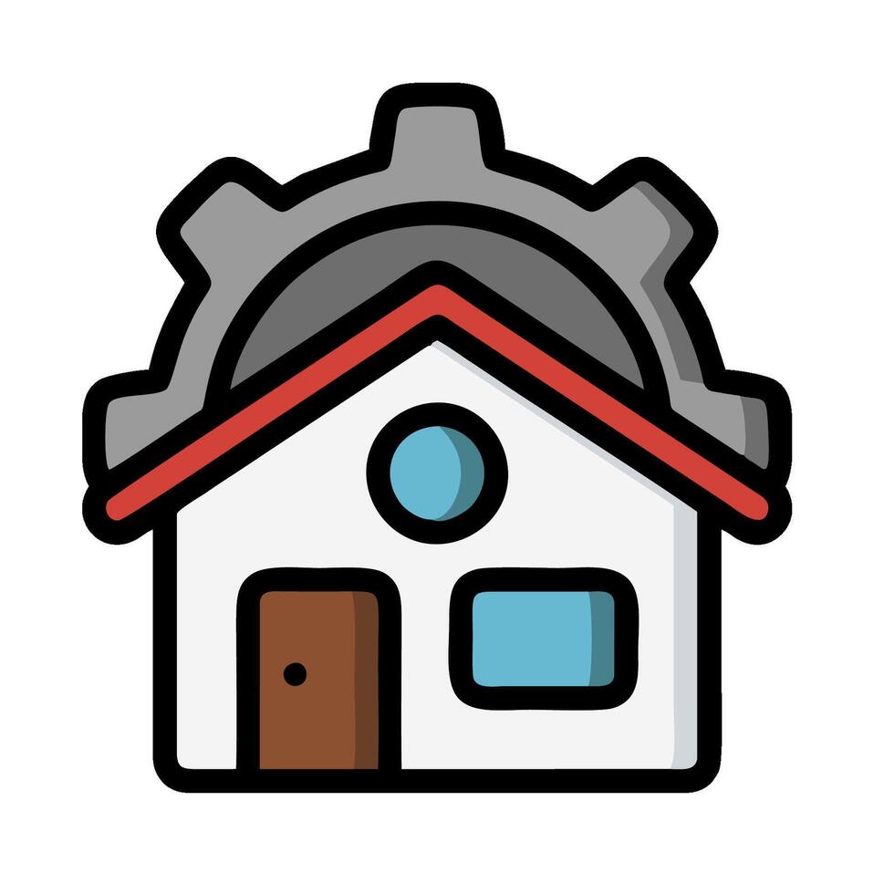 a house with a gear wheel inside it vector