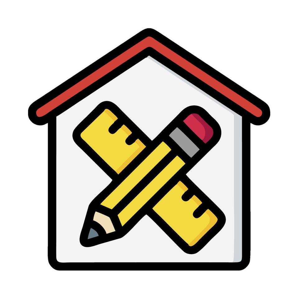 a house with a pencil and ruler inside vector