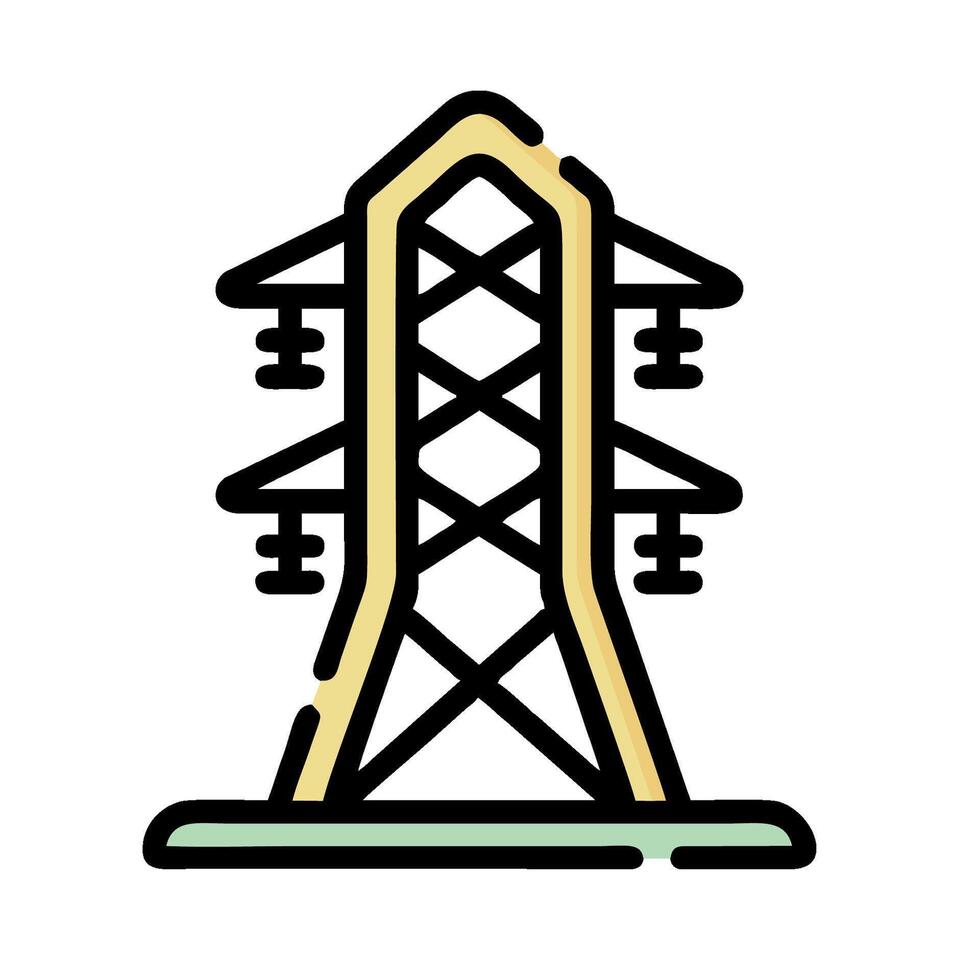 an illustration of a tower with a power line vector