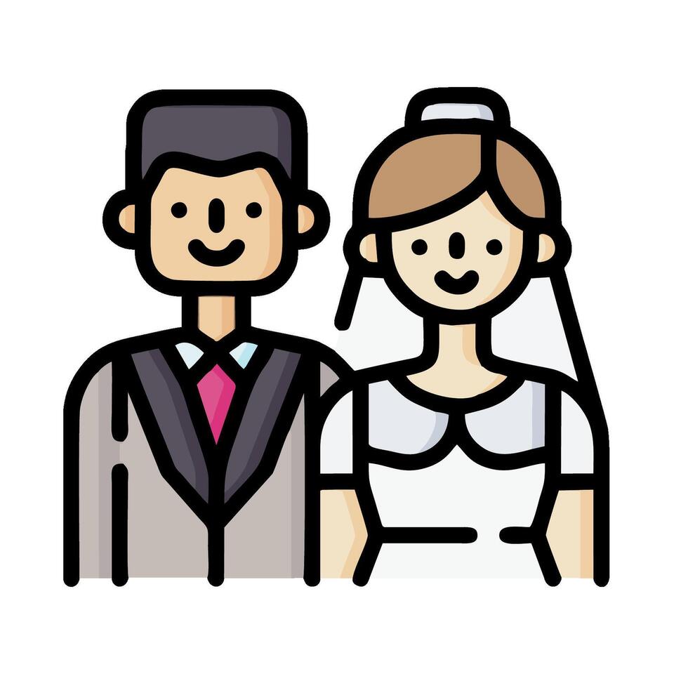 a cartoon illustration of a bride and groom vector