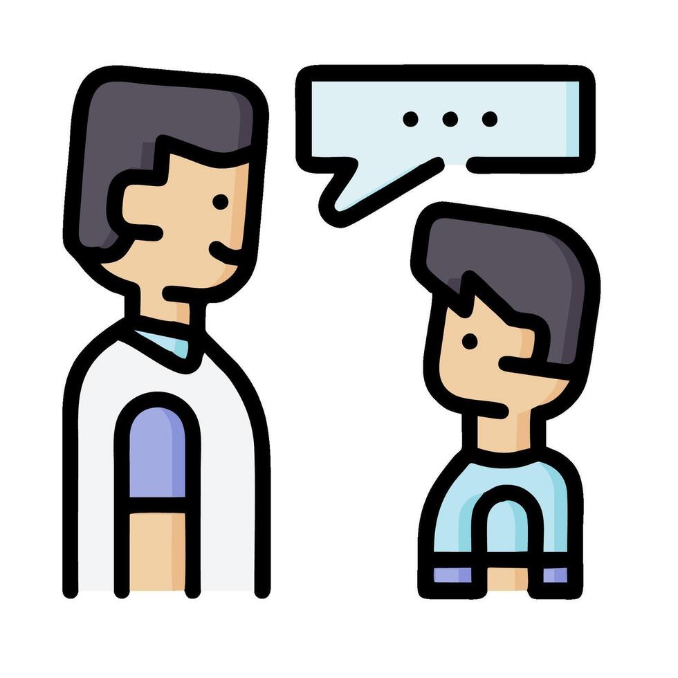 a man and a boy talking to each other vector