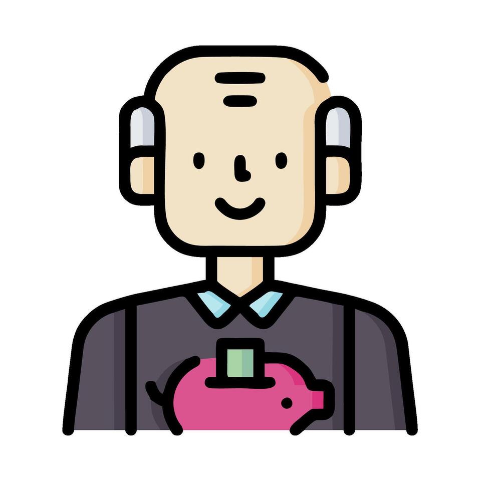 an illustration of a man holding a piggy bank vector