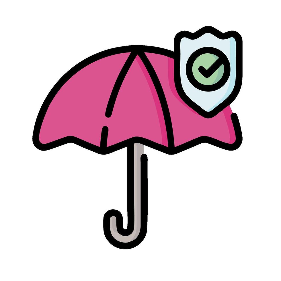 pink umbrella with shield icon illustration design vector