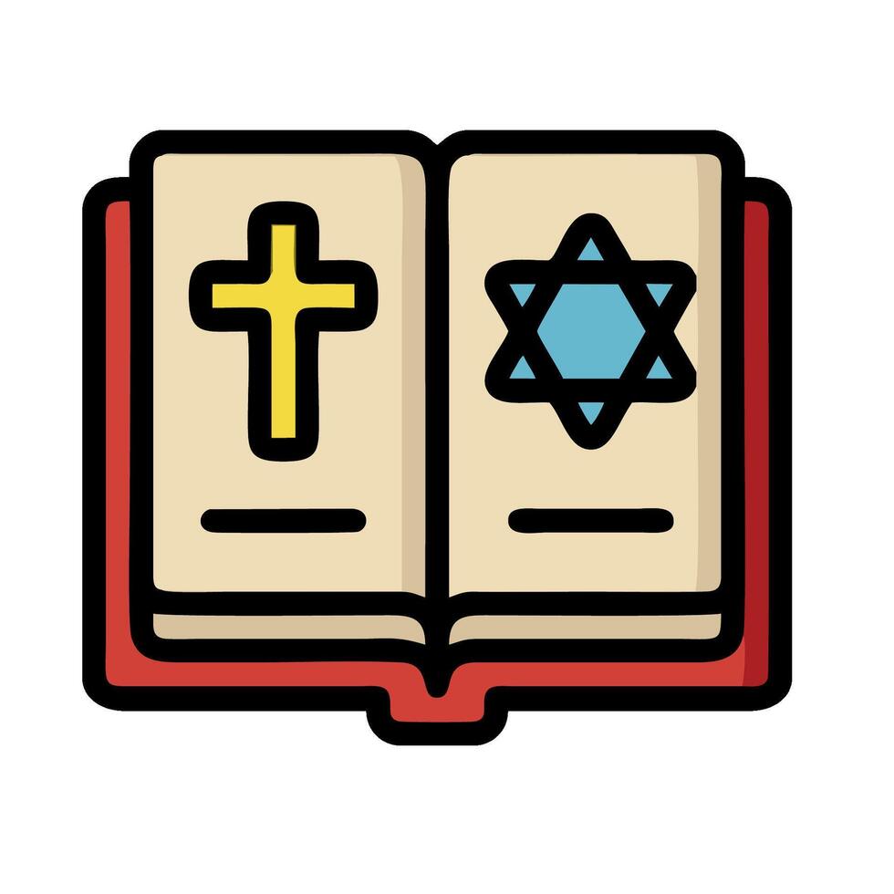 jewish bible and cross illustration design vector