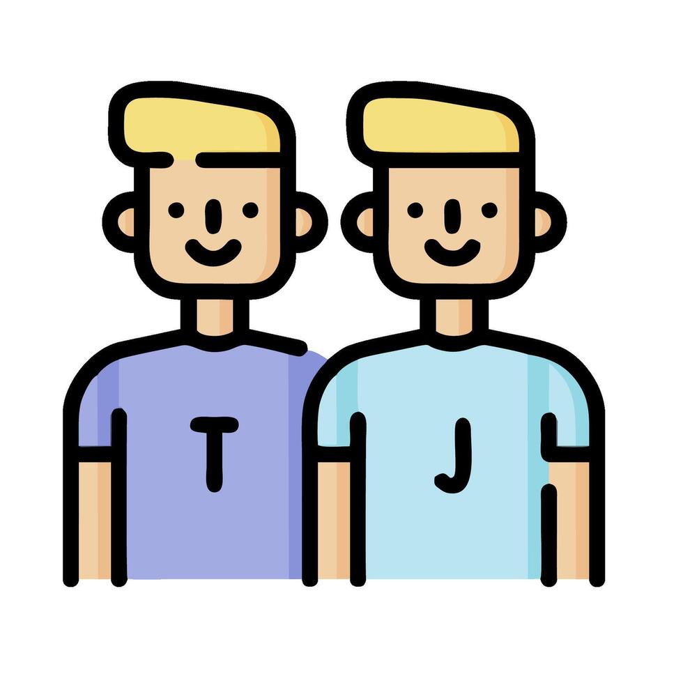 two men with the letters t and j vector