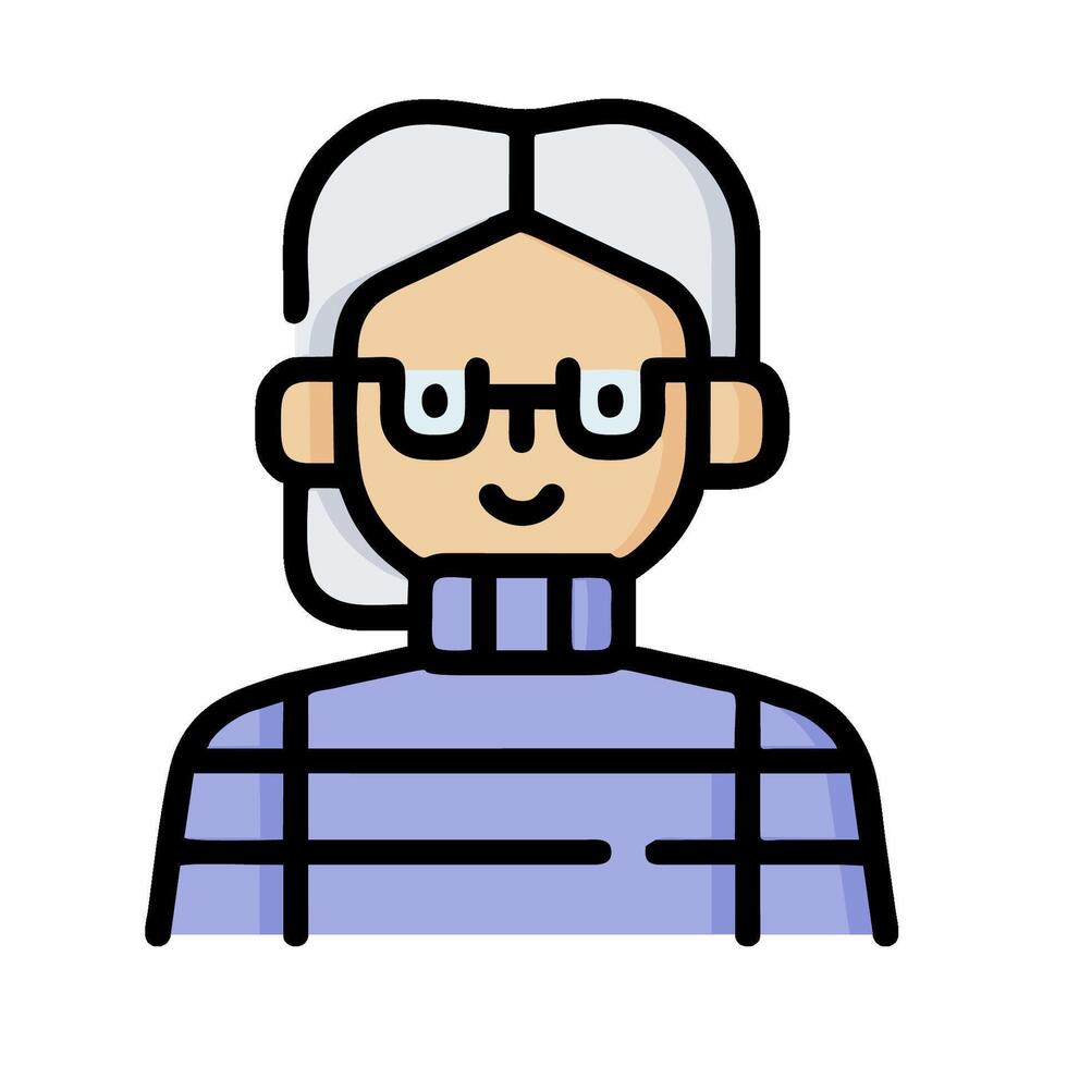 an old woman with glasses and a sweater vector