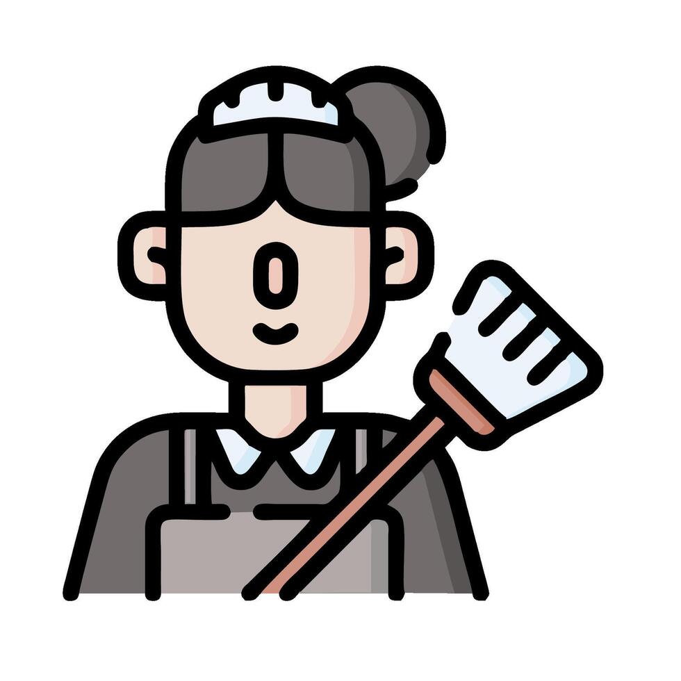 a woman with a broom and apron vector