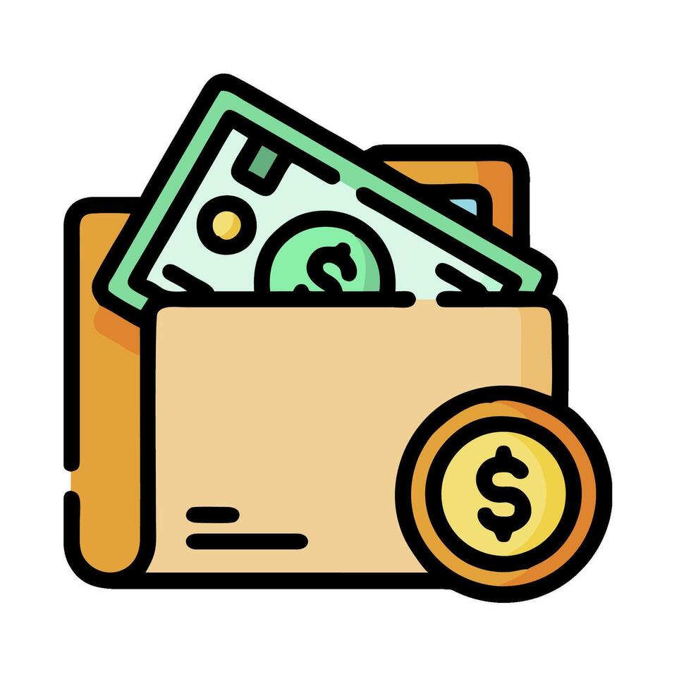 money and money in wallet icon vector