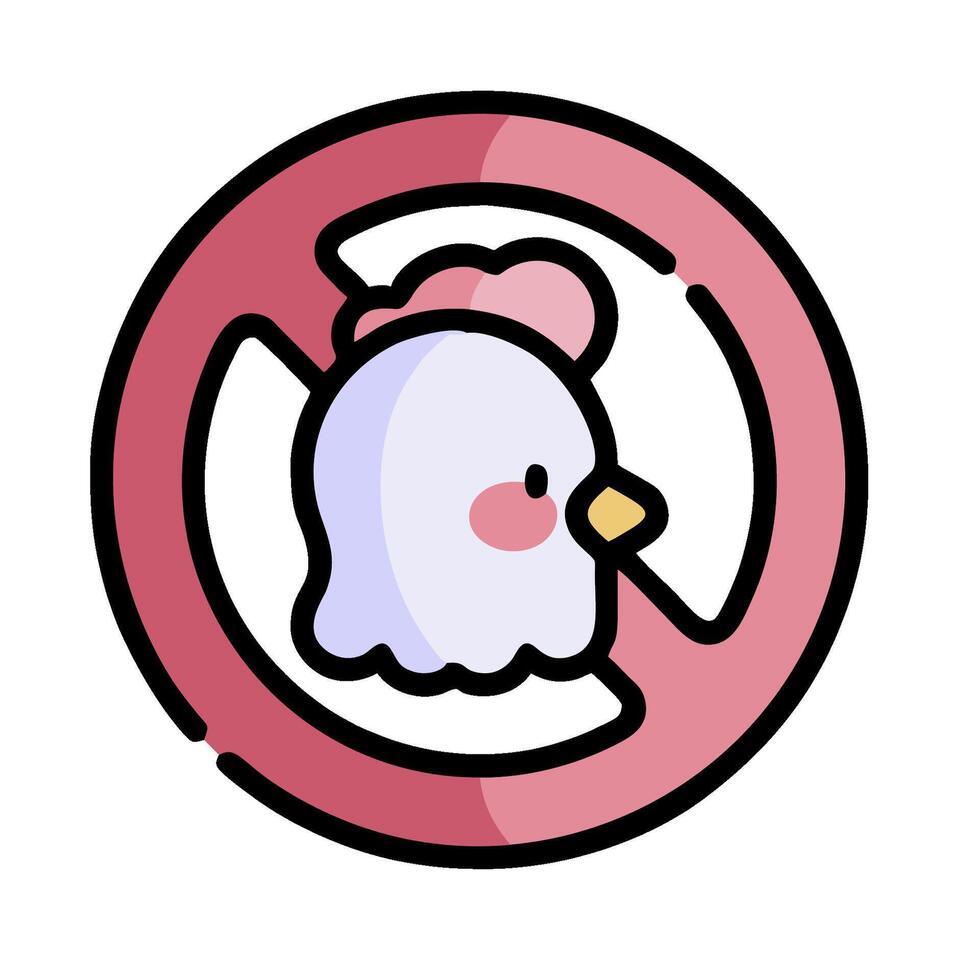 a cartoon chicken in a no entry sign vector