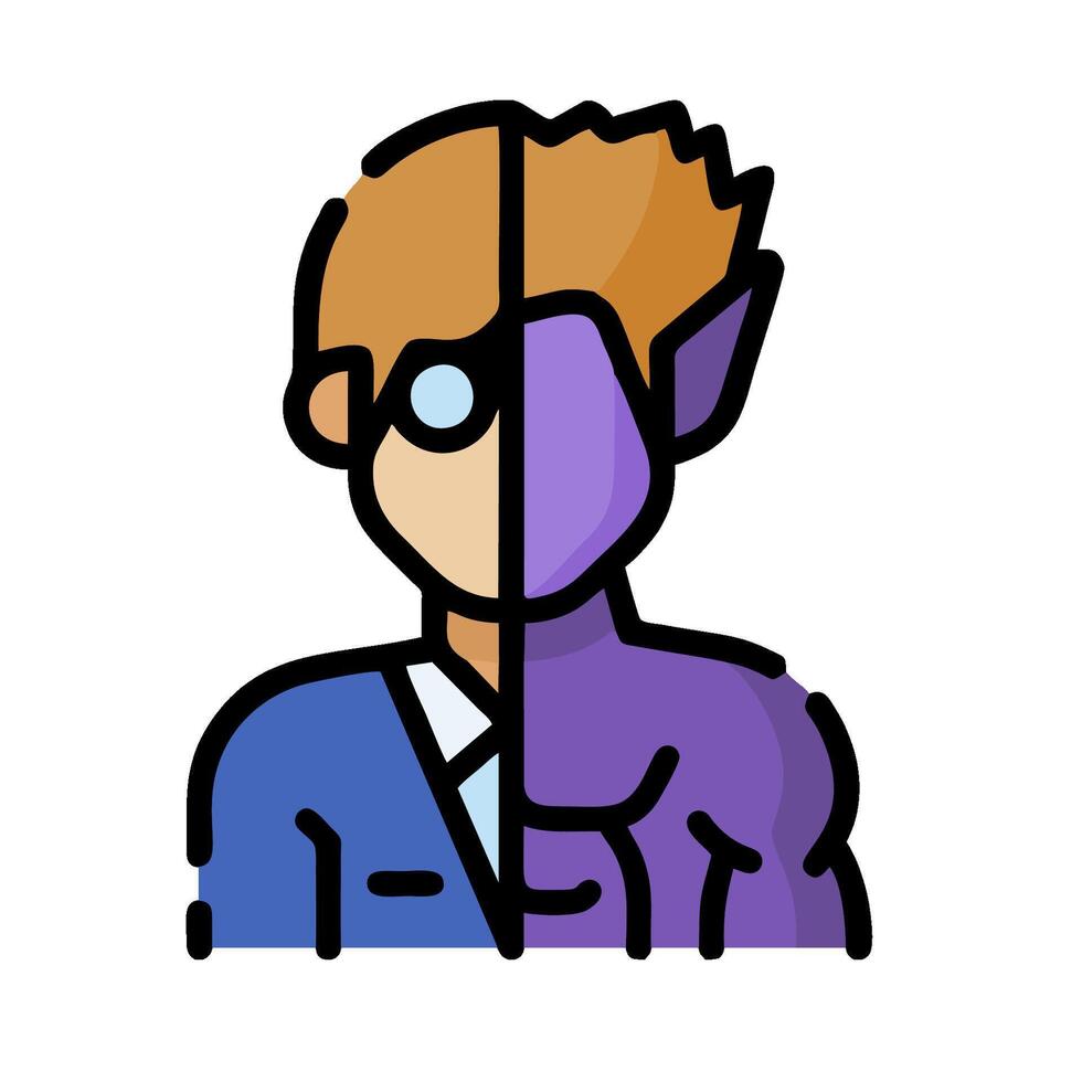 a man with purple and blue face and a purple suit vector