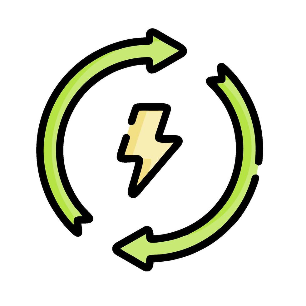 a green and yellow circle with a lightning bolt in it vector