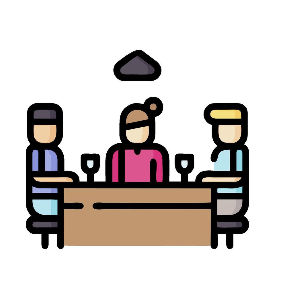 people at a table with wine glasses and a man with a drink vector