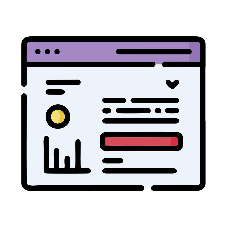 a web page with a button and a check mark vector