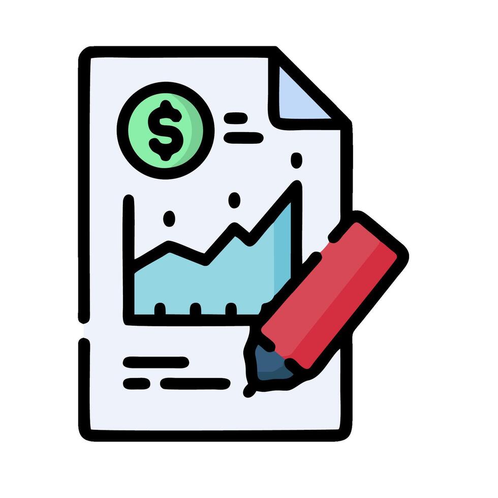 a document with a pencil and a dollar sign vector
