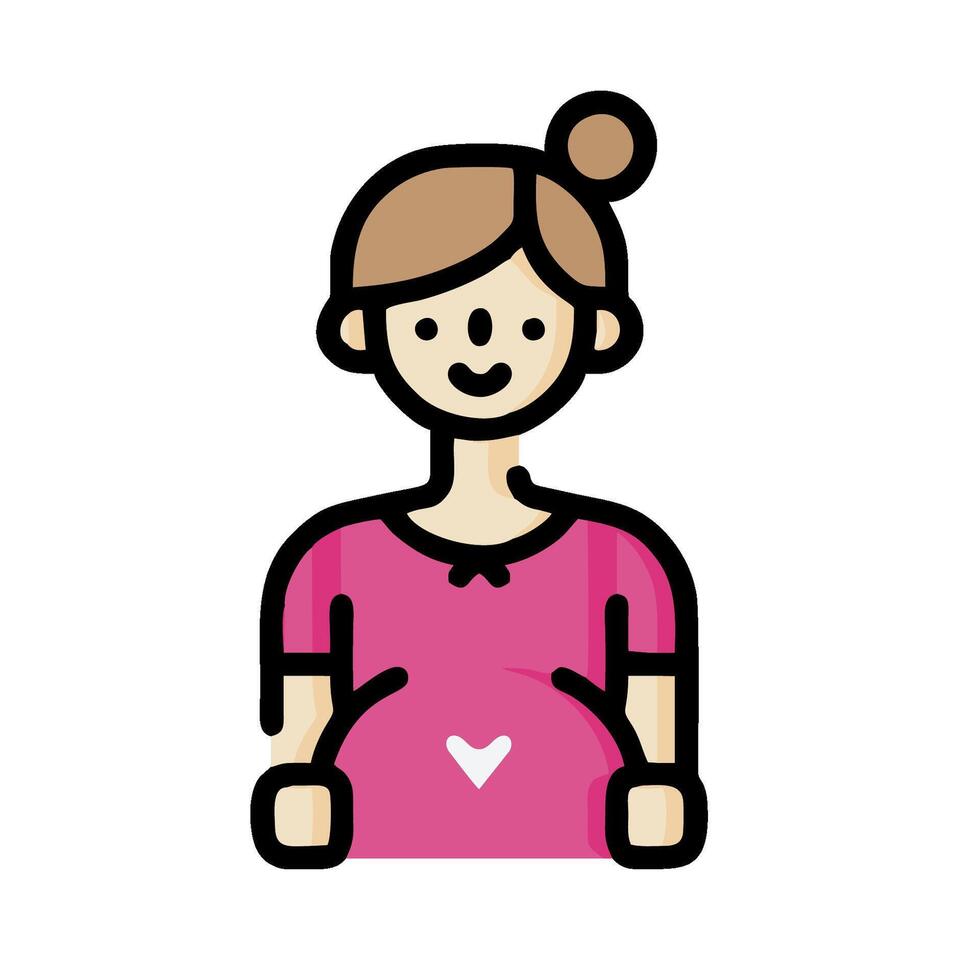 a pregnant woman with a heart on her chest vector