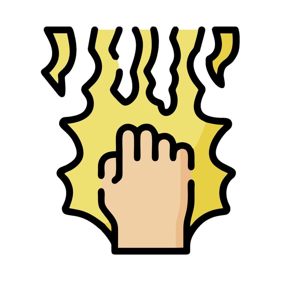 a hand with a fire coming out of it vector