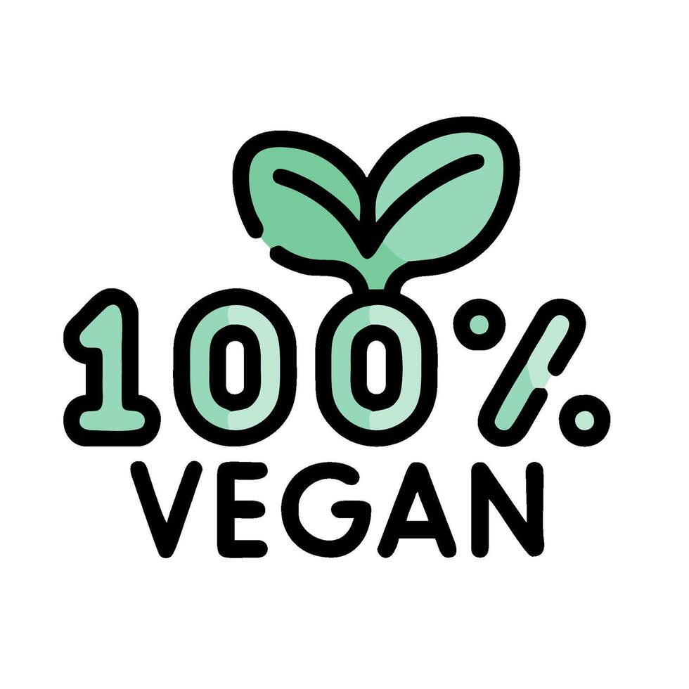 100 vegan logo with green leaves vector