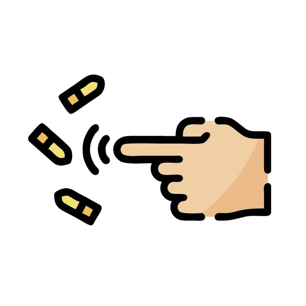 a hand pointing at a pill with a finger vector
