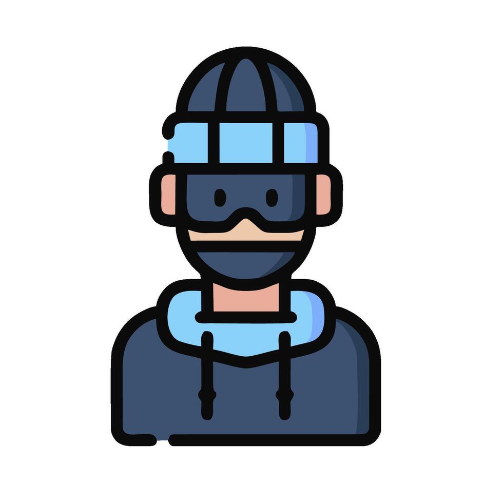 a man wearing a hat and a mask vector