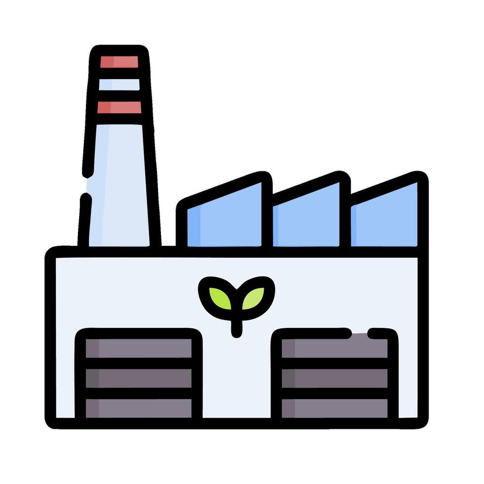 a factory with a green plant on top vector