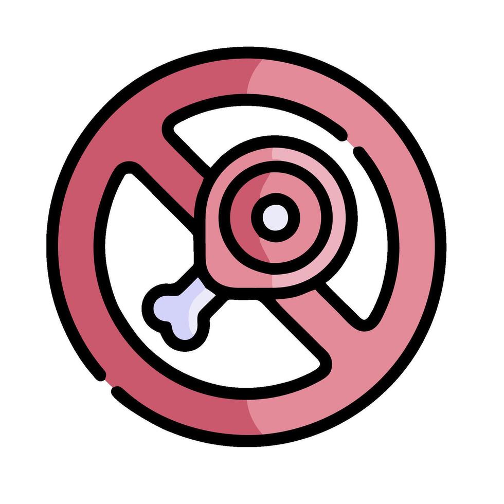 a no meat sign with a chicken in the middle vector