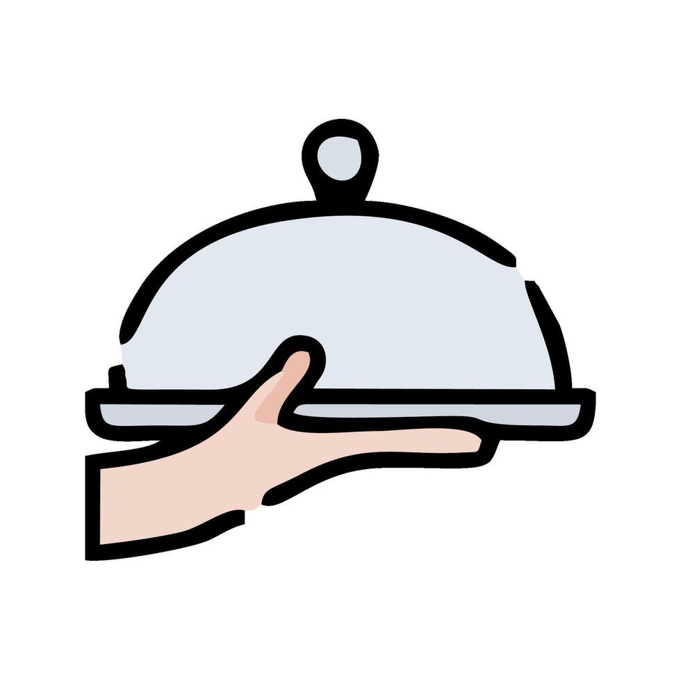 hand holding a cloche icon illustration vector