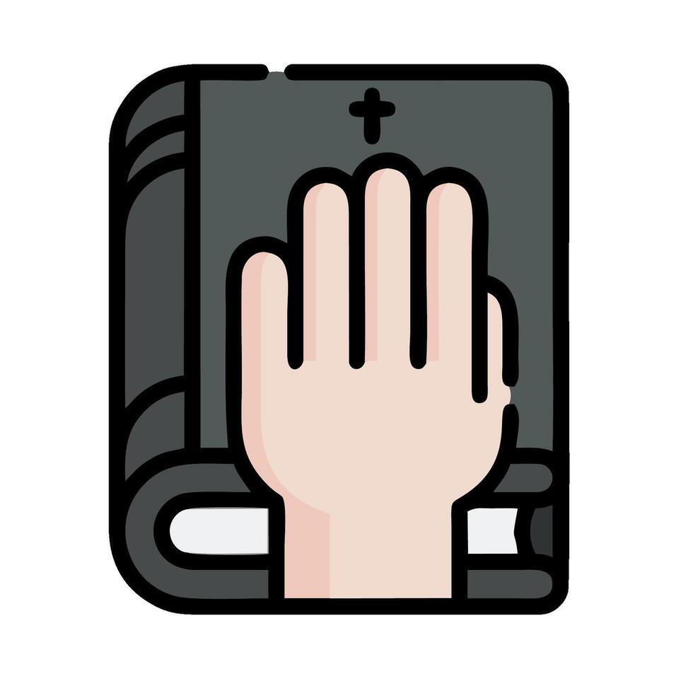 hand on bible icon illustration design vector