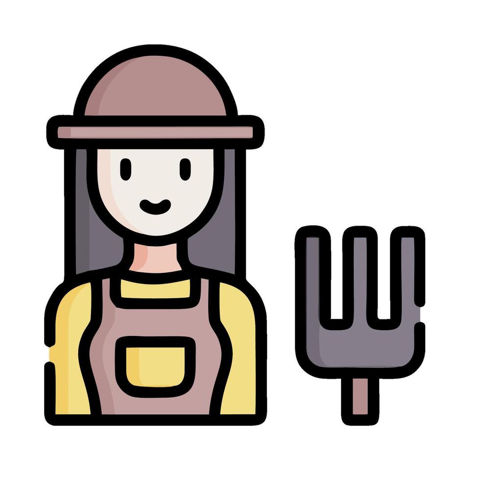 a woman with a pitchfork and a hat vector