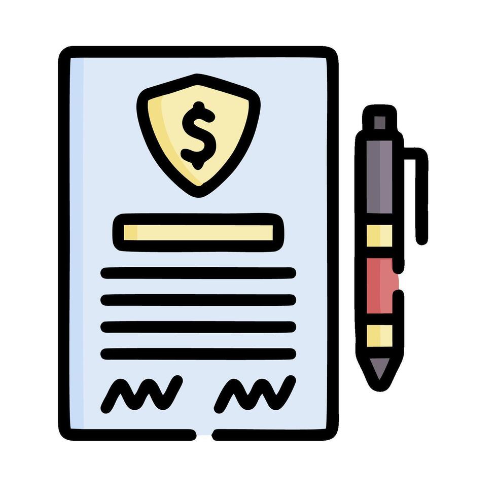 a pen and a document with a dollar sign vector