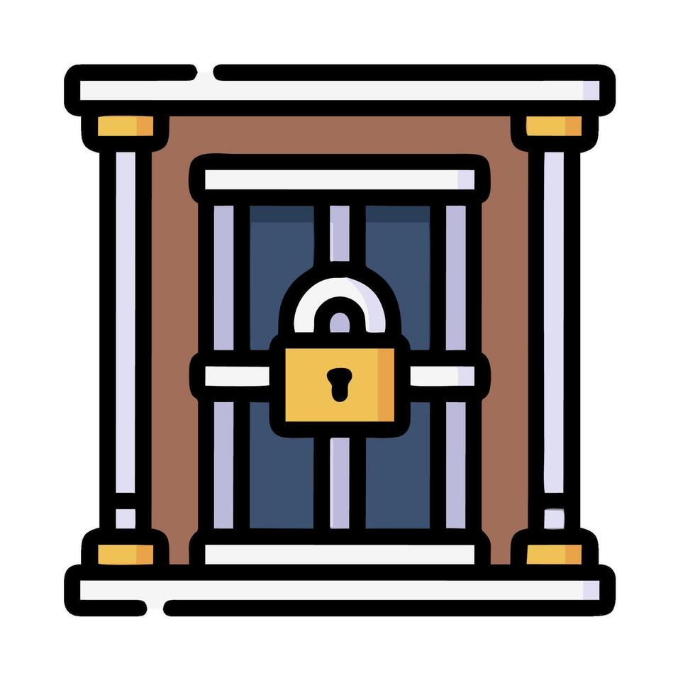 a jail cell with a lock on it vector