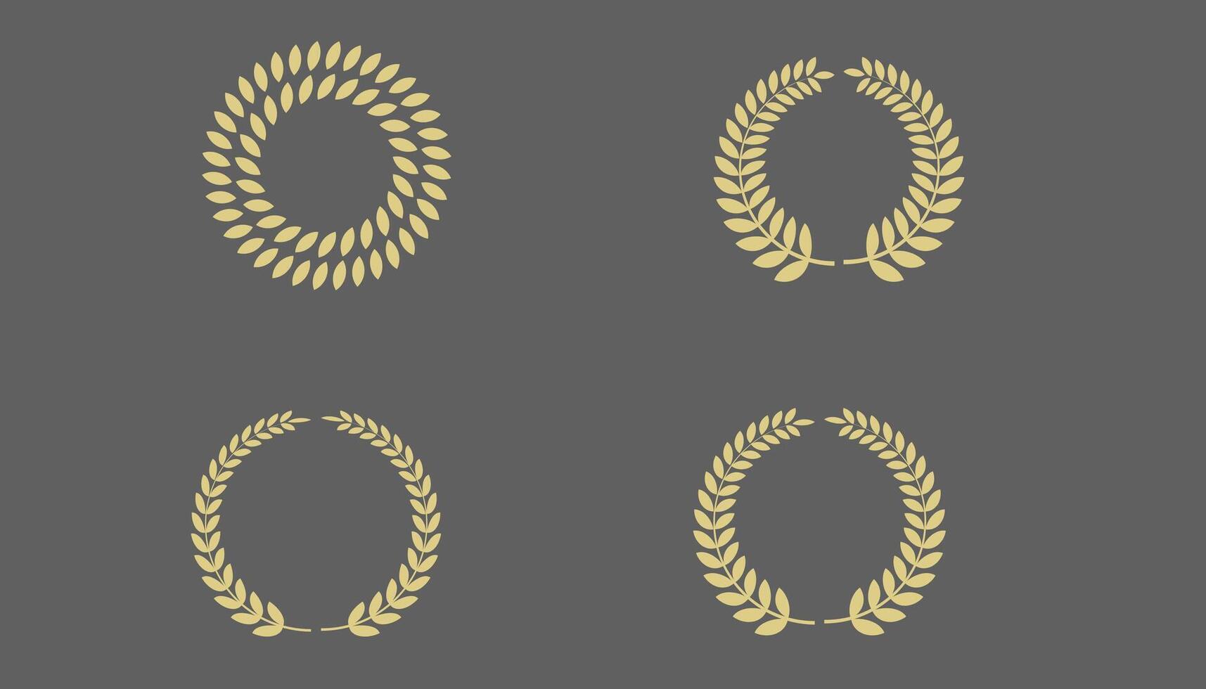 Four Golden Laurel Wreaths on a Gray Background vector