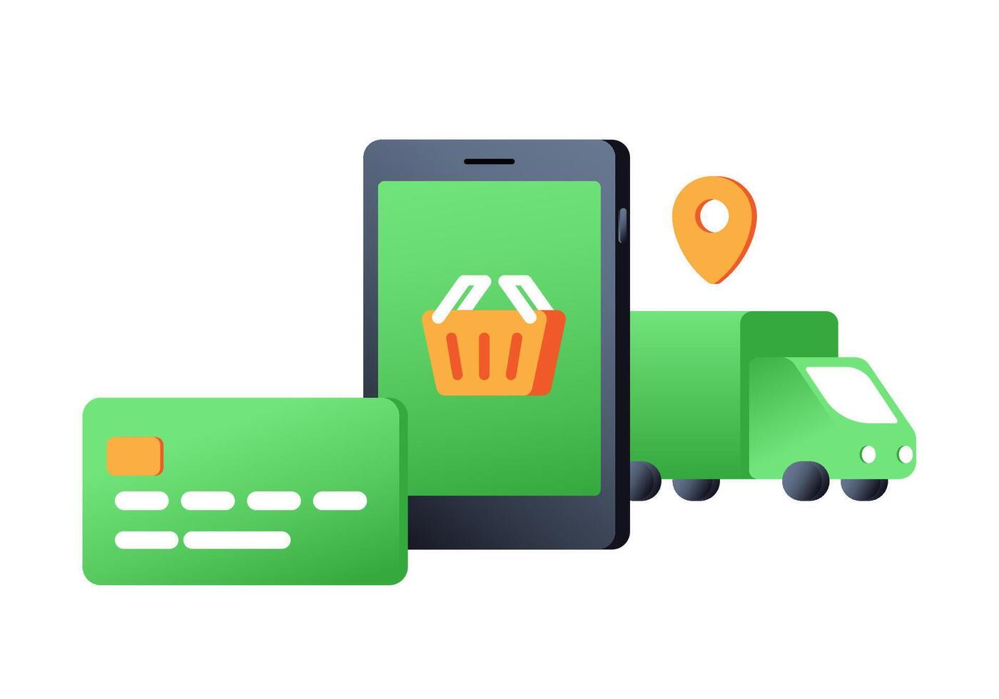 Concept of e-commerce. Online shopping and delivery concept. vector