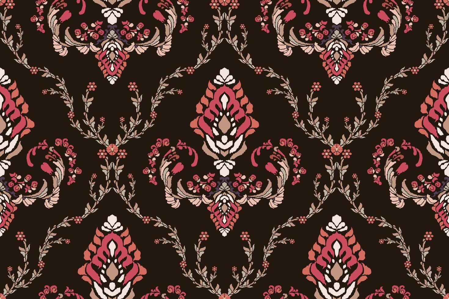 Motifs African boho paisley Floral Ikat pattern embroidery damask. Ethnic ikat floral Ethnic Indian Pattern Ikat pattern Ethnic Pattern.Damask indian floral Aztec embroidery border seamless patterns. vector