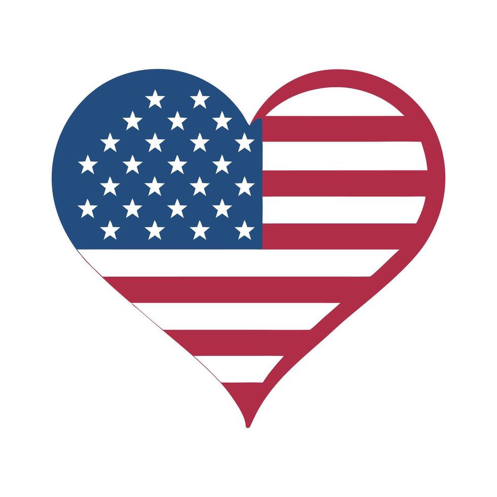 Usa flag in heart shape vector