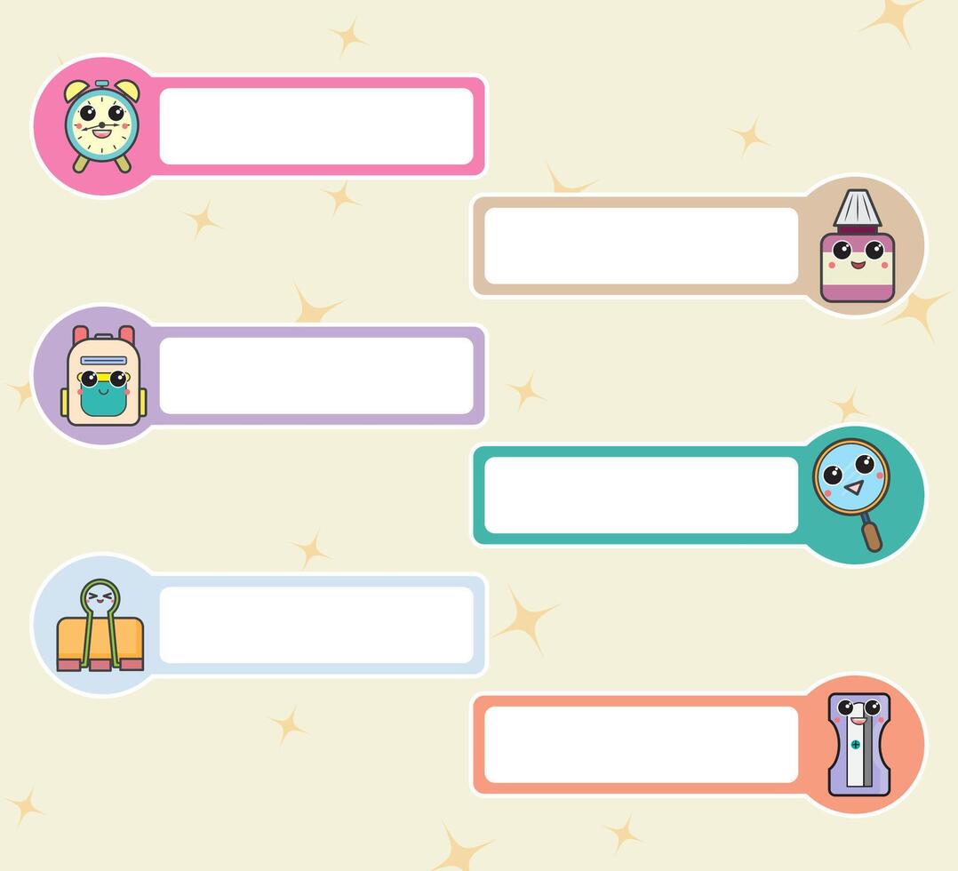 Set of Cute Stationery Notebook Labels vector