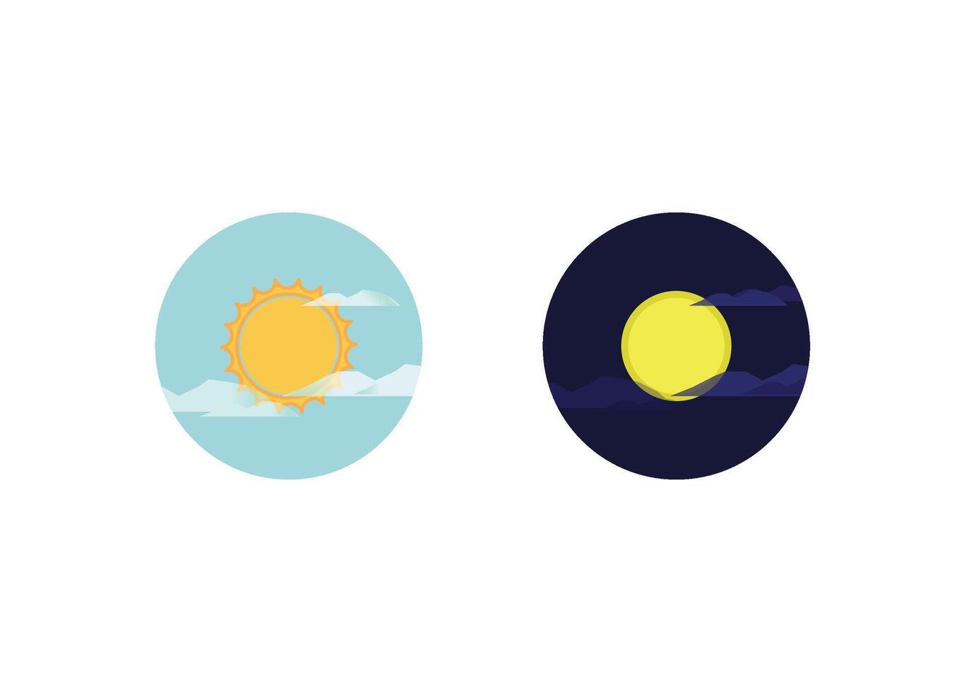Day or Night with Sun and Moon in Flat Illustration vector