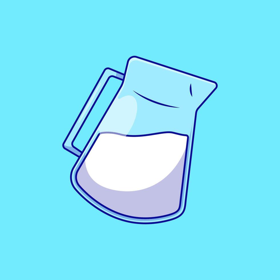 Half Filled Jug Of Milk Cartoon Icon Illustration. Kitchen Toolkit Concept. Flat Cartoon Style. vector