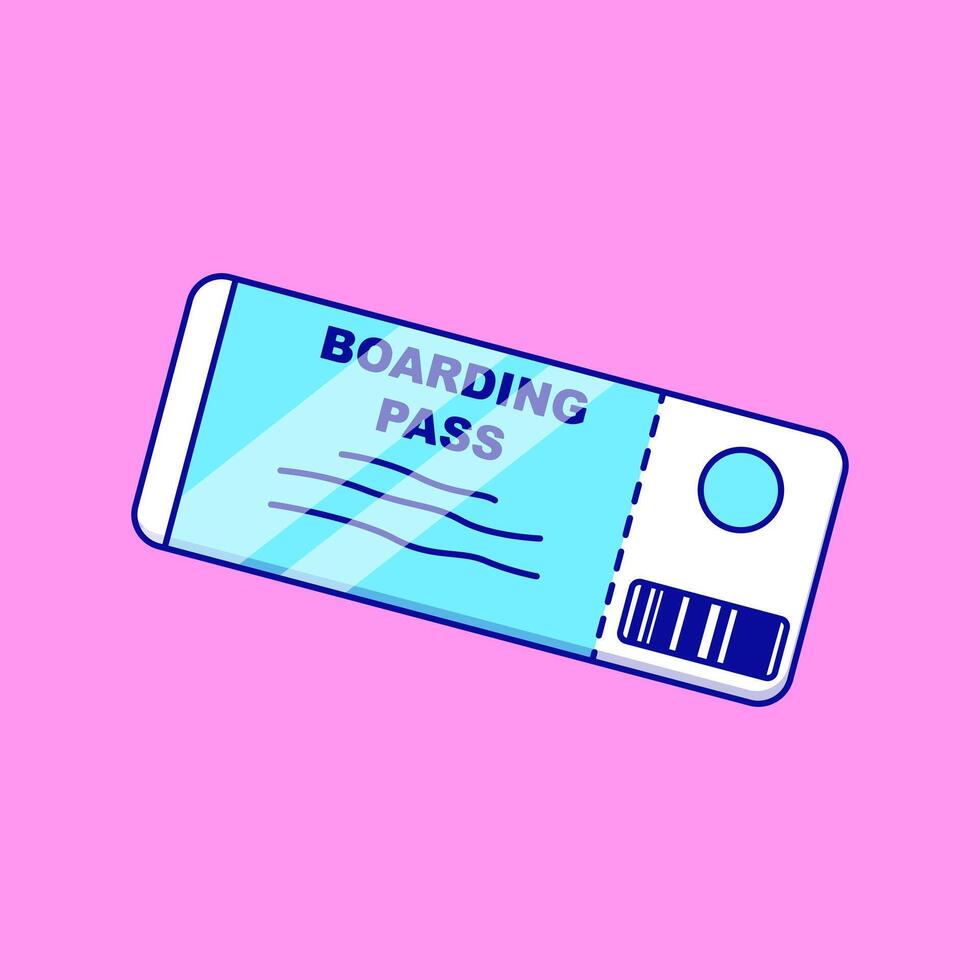 Boarding Pass Ticket Cartoon Icon Illustration. Air Transportation Concept. Flat Cartoon Style. vector