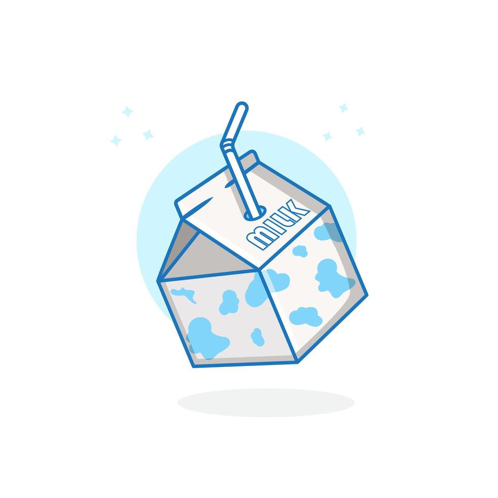 Box milk illustration package cute blue cartoon design vector