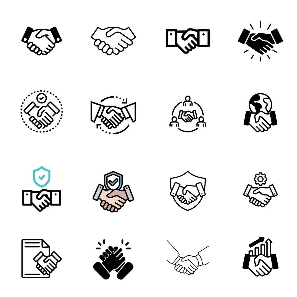Different types of Handshake icon pack vector