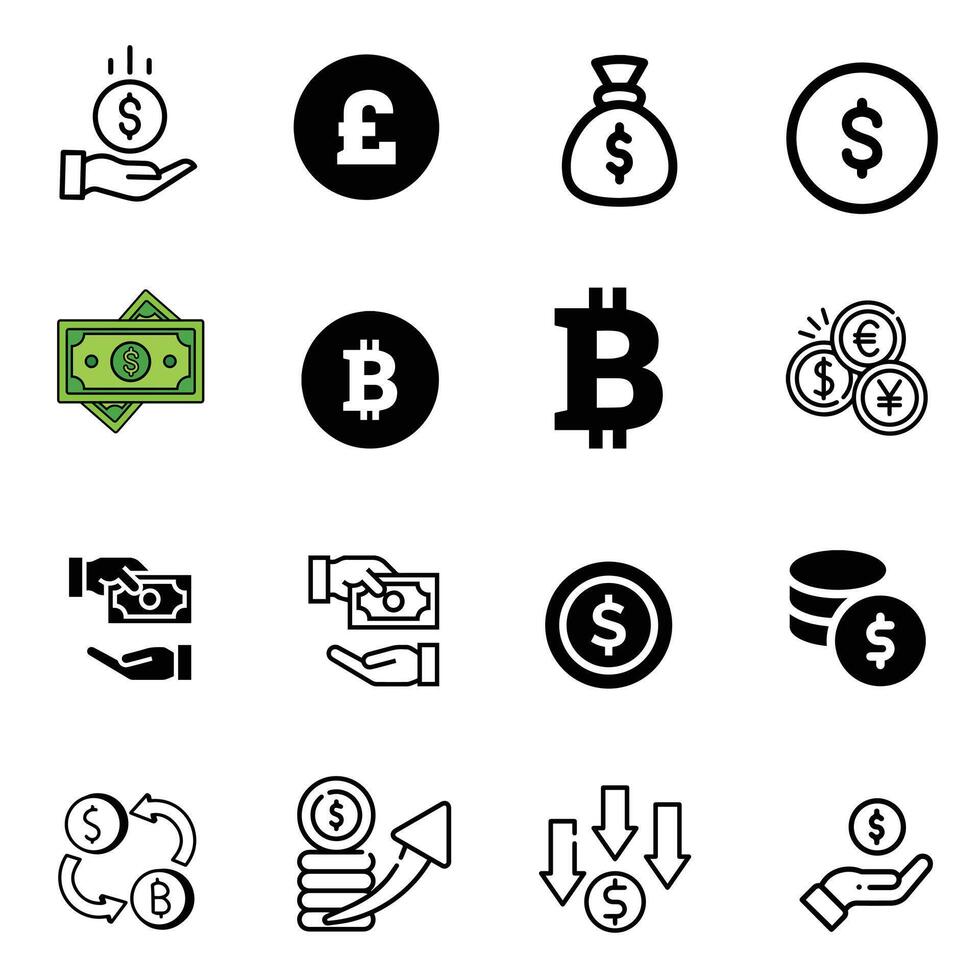 Money and Currency icon pack design vector