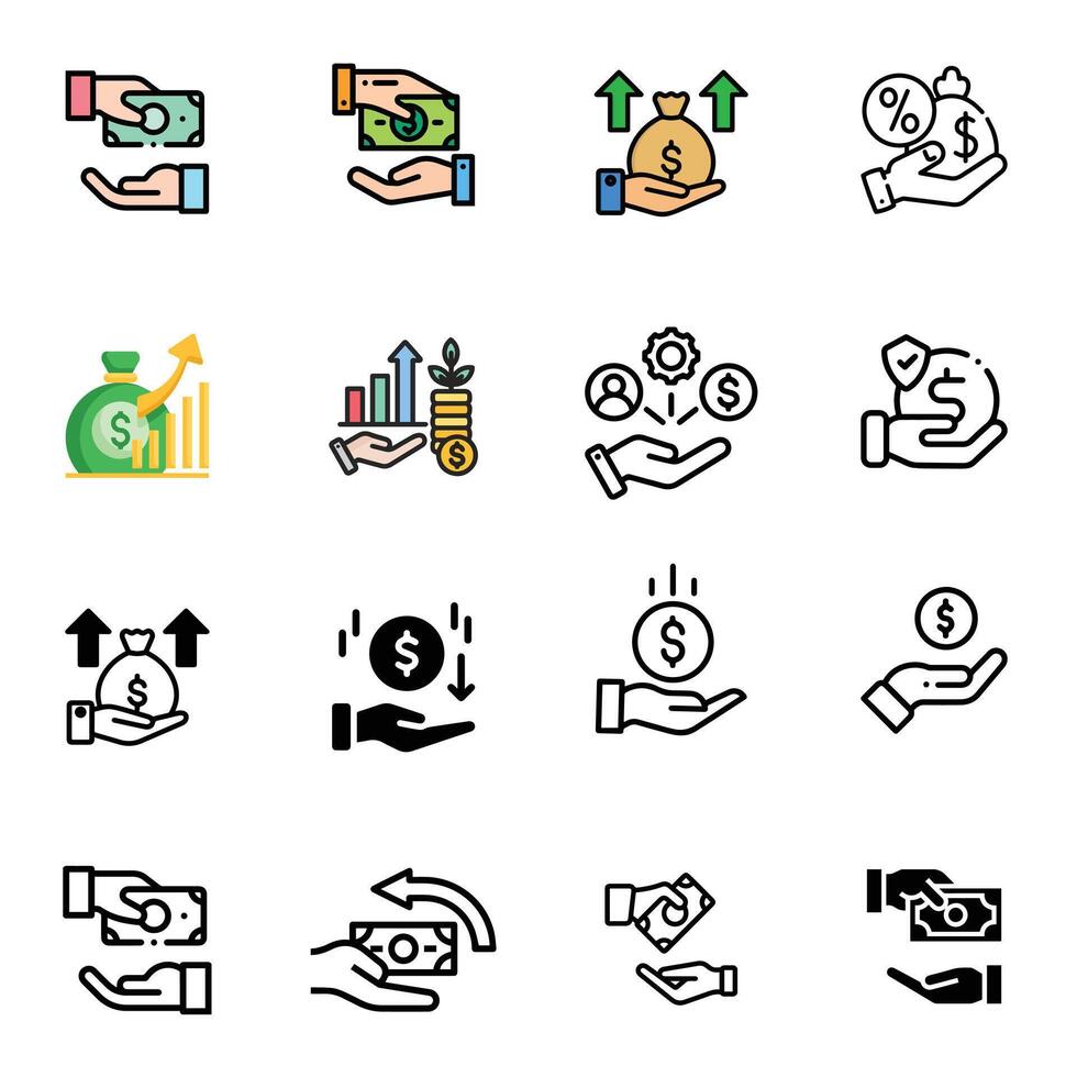 Currency exchange icon pack vector