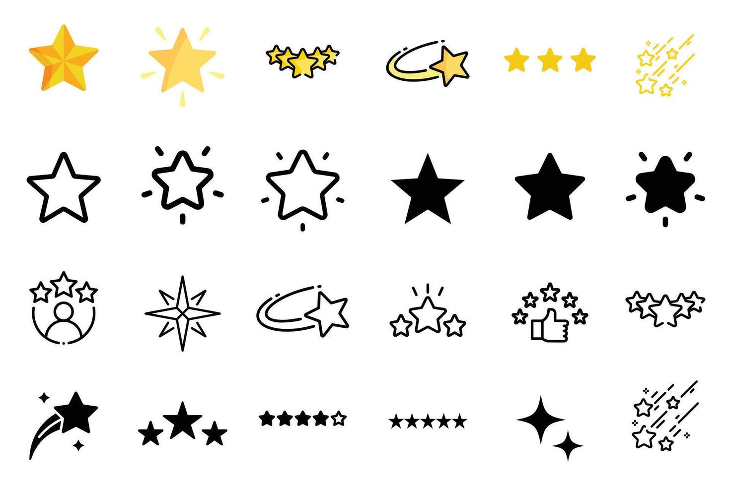 Different shapesstars icon and icon pack vector