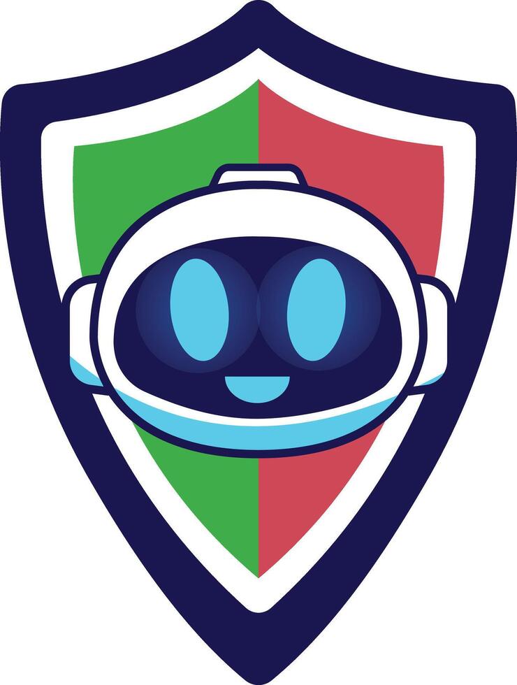 Robot ai icon on shield vector