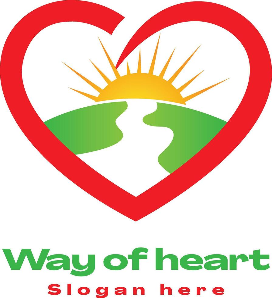 Heart path logo design for spiritual religious icon vector
