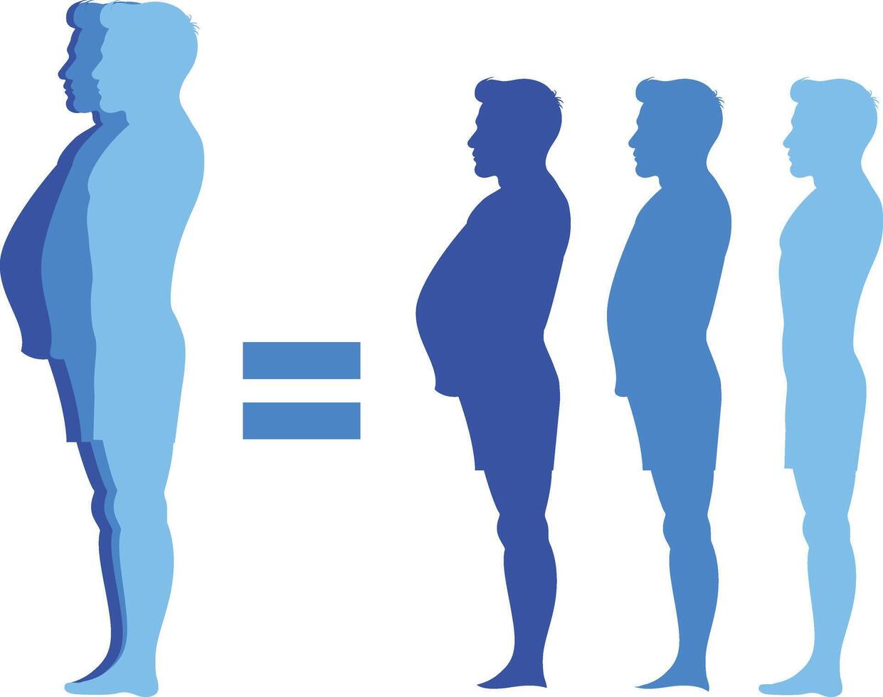 Fat loss transformation illustration with human icon vector